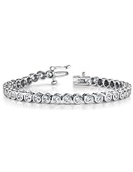 8.50 ct Ladies Round Cut Diamond Tennis Bracelet In Bazel Setting In 18 Karat White Gold