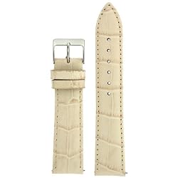 Watch Band Crocodile Grain Cream Quick Release Built-In Spring Bars