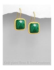 Emerald Earrings In Brass
