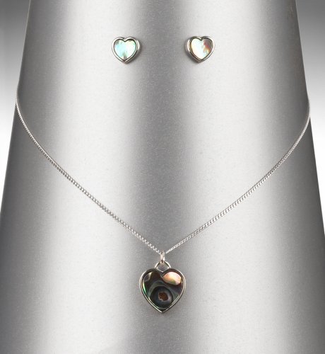 Sterling Silver Abalone Heart Set
