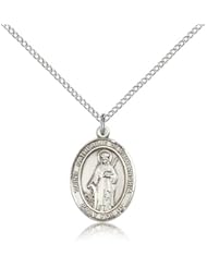 .925 Sterling Silver Saint St. Catherine of Alexandria Pendan 3/4 x 1/2 Inches Librarians/Lawyers-8343- Comes with a .925 Sterling Silver Lite Curb Chain Neckace And a Black velvet Box