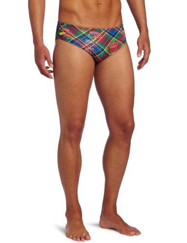 Speedo Men's Team Collection Proper Plaid Water Polo Brief Swimsuit, Multi, 36