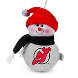 Pack of 3 NHL New Jersey Devils Plush Snowman Christmas Ornaments 6"