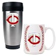 Minnesota Twins MLB Stainless Steel Travel Tumbler & Game ball Ceramic Mug Set - Primary Logo by Great American Products