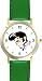 A Famous Rock & Roll Star Look a Like - WATCHBUDDY&Acirc;&reg; DELUXE TWO-TONE THEME WATCH - Arabic Numbers - Green Leather Strap-Size-Women's Size-Small