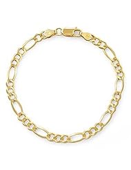 6.30gm 14k Yellow Solid Gold Open Figaro Bracelet Chain 7.5" 5.50mm Polished