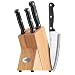 Ginsu Essential Series 5-Piece Stainless Steel Knife Prep Set with Triple Riveted Full Tang Handles and Natural Hardwood Block 4852
