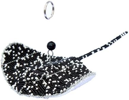 Grass Roots Creations Baby Sting Ray Beadworx Sculpture, Black and White