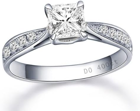 0.50 Carat Princess cut Diamond Multistone Ring On 10K White Gold
