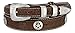 Western Silver Engraved Rodeo Star Ranger Genuine Leather Bison Belt for Men (Brown, 34)