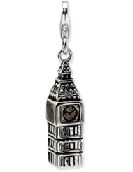 Sterling Silver 3-D Antiqued Big Ben w/Lobster Clasp Charm