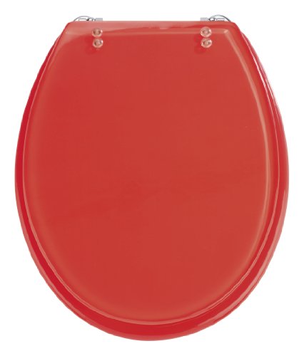 Wenko 18929100 WC-Sitz Tropic Red - verstellbare, rostfreie Edelstahlbefestigung, Polyresin, rot