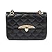 KERAL Korean Peach Heart Embroidered Handbag Diamond Lozenge Chain Shoulder Bag Color Black