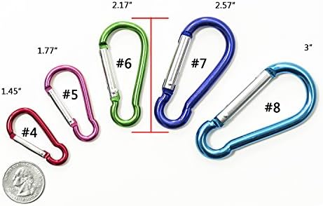 10pcs #5 Small 1.77" Multicolor Aluminum Spring Loaded Gate D Shaped Keychain Carabiner Spring Snap Hook Rings (Green)