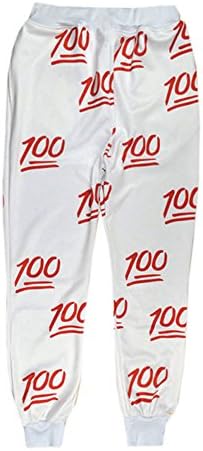 Unisex Emoji 100 Pants Joggers Sweatpants Sportswear Swag jogging White (M)