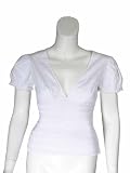 CATHERINE MALANDRINO V-Neck SS Top in White