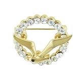 Gold Tone Rhinestone Halo Bird Animal Pin Brooch