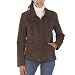 BGSD Women's Classic Zip Front Suede Leather Jacket - Brown Petite L