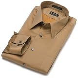  : Arrow Men's Wrinkle Free Sateen Solid Long Sleeve, Antique Gold, 15 - 32/33