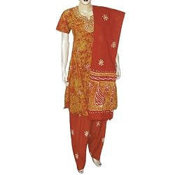 Indian Salwar Kurta Cotton Printed Embroidered Dress Size S (slk452)