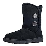 Clpp'li women snow boots Button Fully Fur Lined Waterproof Winter Snow Boots-Black-9