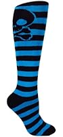 MOXY Socks Skater Skull Knee-High Striped Deadlift Socks