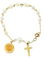 Freshwater Pearl Rosary Bracelet in 14k Yellow Gold