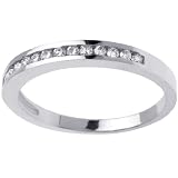 14K White Gold Semi Eternity Channel Diamond Anniversary Ring (0.25 Cttw, GH Color, SI Clarity)