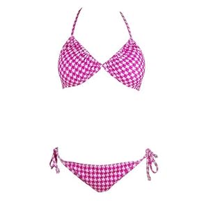 Buy NSB704 2 pc Bikini Set Dog Tooth Checkers Fuchsia by Marina West