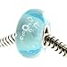 Queenberry Sterling Silver Blue Bubble Glass European Style Glass Bead Charm