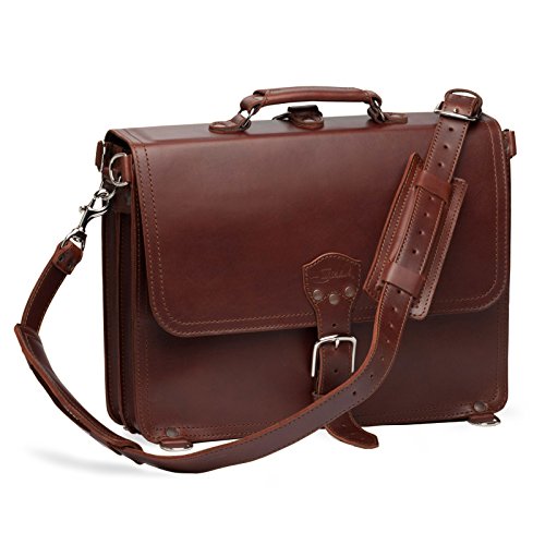 Saddleback Leather Large Thin Briefcase in Chestnut FullGrain Leather with 100 Year Warranty