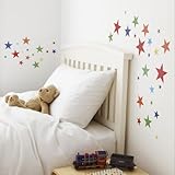 Kidscapes Star Wall Stickers, 50 Star Stickers, Harlequin Bright