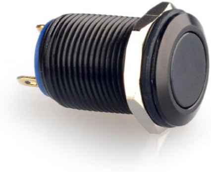 Joyluxy® QN12B1 Momentary Metal Push Button Switch 2A/36VDC 1NO SPST Industrial Car Switch with 2 Pins Suitable for 12mm 0.47" Mounting Hole - Black Shell