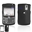 Solid Black Snap On Cover Hard Case Cell Phone Protector for RIM Blackberry Curve, 8300, 8310, 8320, 8330