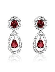3.36Ct Dangling Ruby & Diamond Stud Earrings 18k Gold