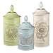 Grasslands Road Ambiance Flower Bird Butterfly Embossed Stoneware Canisters Three Styles, Set of 3