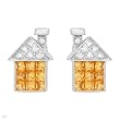 Earrings With 1.81ctw Precious Stones - Genuine Clean Diamonds and Sapphires Crafted in 18K White Gold. Total item weight 5.6g Length 13mm