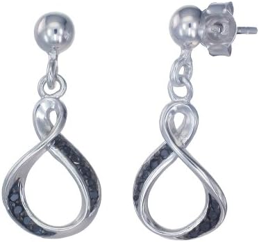Vir Jewels Sterling Silver Black Diamond Dangle Earrings (0.15 CT)