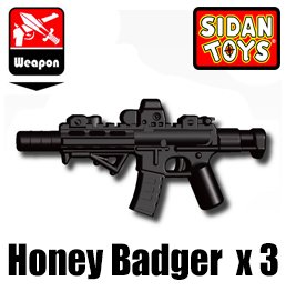 Honey Badger 3 Pack in Black - Custom Minifigure Piece