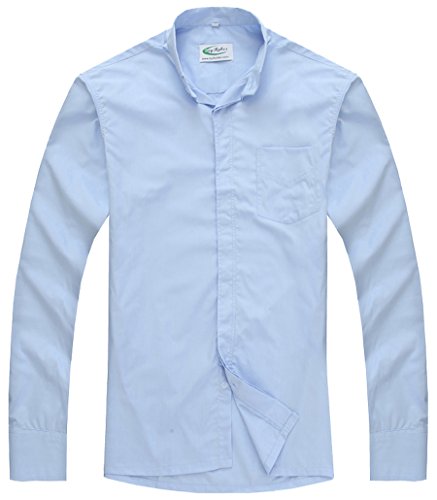 Ivyrobes Mens Tab-Collar Long Sleeves Clergy Shirt Sky Blue