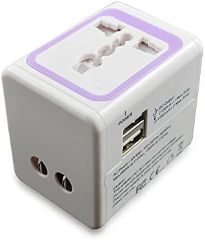 Wonsmart All in One Universal Worldwide Travel Adapter Plug Wall Ac Adapter Adapter Charger with USB Charging Ports for AU/UK/US/EU (Purple)