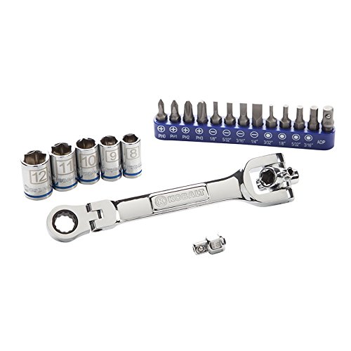 Kobalt 20pc Mini Multi Drive Socket Wrench Flex Head Ratchet 1 4 Drive