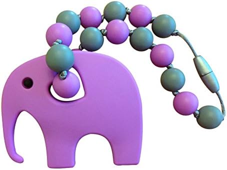 Baby Carrier Silicone Teether with Elephant (Purple/Grey)