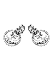 Jewelry: Romantic Time Womens Classical Antique Black Silver Flower Stud Jacket Earrings - Romantic Time