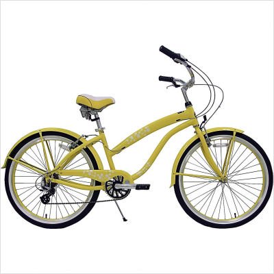Ladies 26 Aluminum Seven Speed Beach Cruiser in Yellow