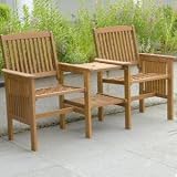 Garden / Patio Hardwood Roma Love Seat for Two with joining Table