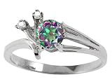 0.69 cts Genuine Mystic Rainbow Topaz and Diamond Ring - 14kt White or Yellow Gold