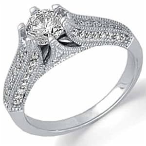 1/3Ct.T.W. Round Brilliant Cut Diamonds in Platinum. Platinum Diamond Engagement Ring, Semi-Mount Setting (Center stone is not included)