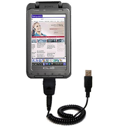Coiled USB Cable for the Sony Clie TH55 with Power Hot Sync and Charge capabilities - uses Gomadic TipExchange Technology