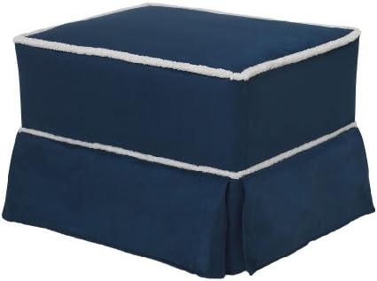 The Rockabye Glider Ottoman With Sherpa, Micro Blue/Ivory